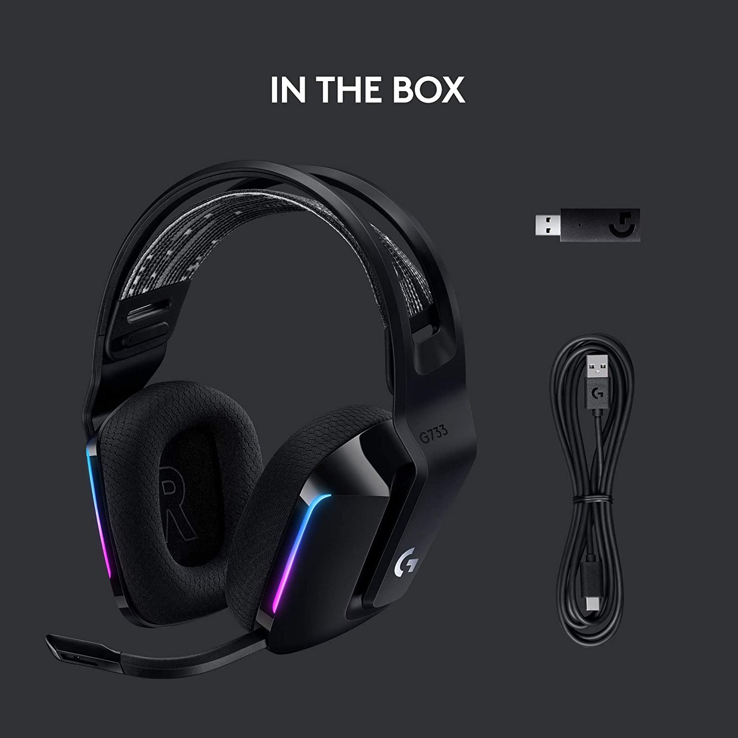 71dyW-DmOL._AC_SL1500_ Logitech G G733 LIGHTSPEED Wireless RGB Gaming Headset Black/White/Blue Open Box - Image 1