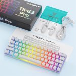 Tezarre TK63 Pro RGB Wireless Mechanical Gaming Keyboard - White (Gateron Red Switches) NEW ORIGINAL