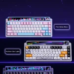 LEOBOG AMG65 65% Gaming Keyboard – Purple Jasper Switch | Cyberpunk RGB Gasket Hot-Swap
