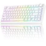 AULA F75 White Contour Wireless Mechanical Gaming Keyboard – 75% RGB, Hot-Swappable, Tri-Mode