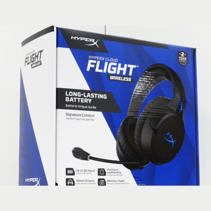 HYPERX CLOUD FLIGHT WIRELESS PS/PS4/PS5 SUPPORTED WITH FABRIC HEADBAND OPEN BOX