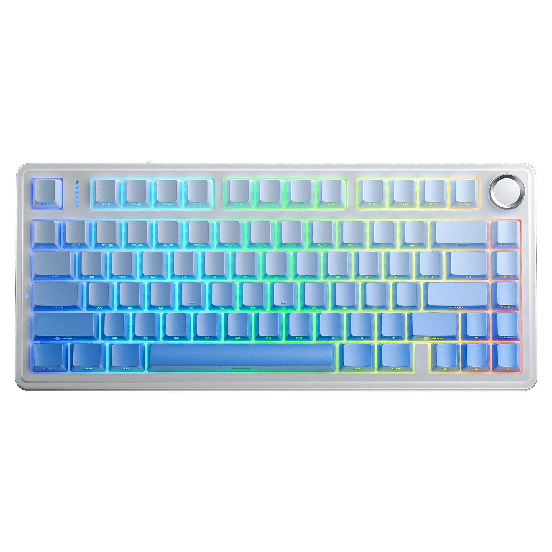 AULA-F75-Gasket-Mechanical-Keyboard-Gradient-Blue-Side-Engraved-Switch AULA F75 Gradient Blue 75% Wireless RGB Mechanical Keyboard – Side-Engraved Keycaps & Reaper Switch - Image 1