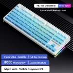 AULA F87 Pro Gradient Blue Mechanical Keyboard – 87-Key TKL RGB, Side-Engraved Keycaps & Graywood Switch
