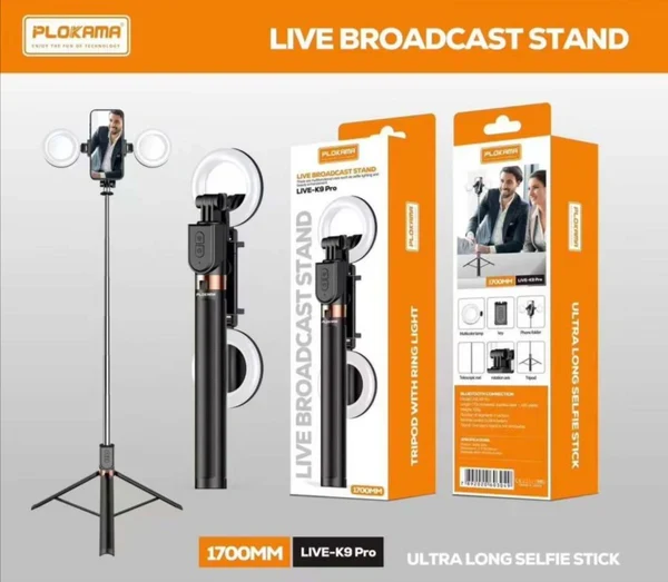 IMG_20240724_163924 Plokama Live K9 Pro Live Broadcasting Stand – 170cm Adjustable Tripod with Phone Holder & Bluetooth Remote | HassanTech Pakistan - Image 1