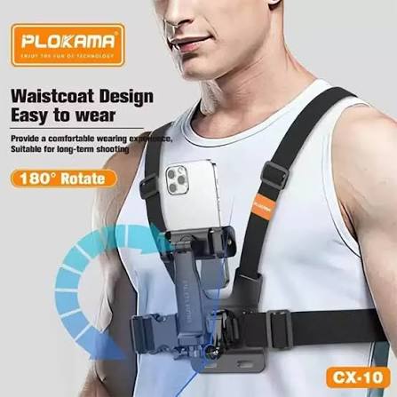 images (12) Plokama CX10 Chest Mount Camera Holder – Adjustable Chest Strap for GoPro, DJI, Insta360 & Smartphones | HassanTech Pakistan - Image 1