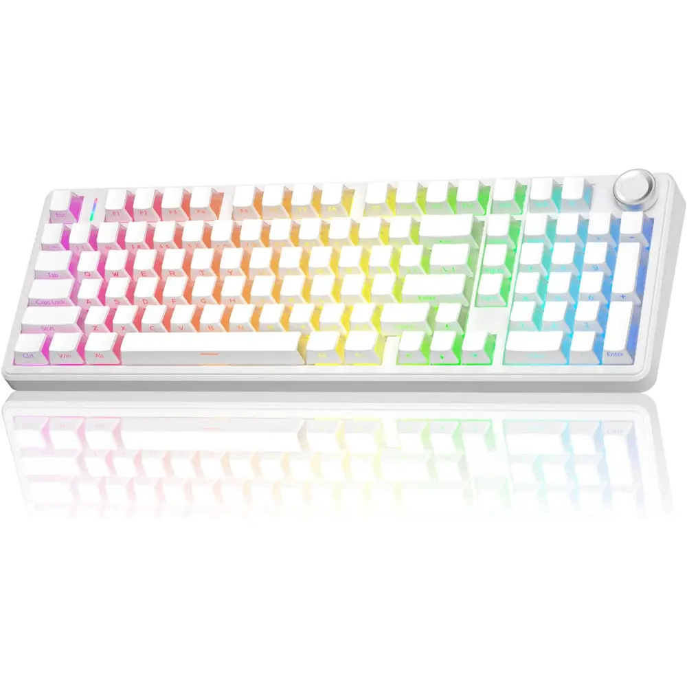 AULA F99 Pro Wireless Mechanical Keyboard AULA F99 Pro Wireless Mechanical Keyboard (White) – Silent Hot-Swappable RGB Keyboard - Image 1