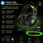 HP Pavilion 600 Gaming Headset with 7.1 Virtual Surround Sound Gaming Headset - Image 3